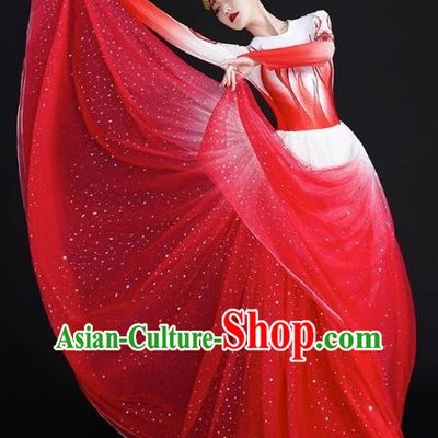 Spring Festival Gala Opening Dance Big Swing Skirt Women Chinese Style Costumes Modern Dance Costumes Song Dancer In The Lights