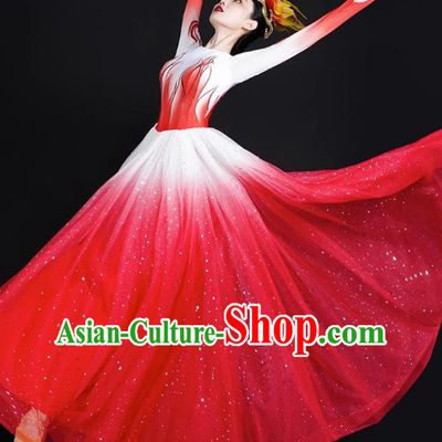Spring Festival Gala Opening Dance Big Swing Skirt Women Chinese Style Costumes Modern Dance Costumes Song Dancer In The Lights