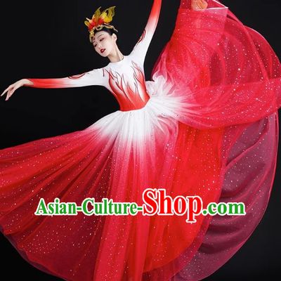 Spring Festival Gala Opening Dance Big Swing Skirt Women Chinese Style Costumes Modern Dance Costumes Song Dancer In The Lights