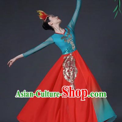 Classical Dance Costume Female Chinese Style Opening Dance Big Swing Skirt Singing and Dancing Performance Costume Modern Chorus Long Skirt