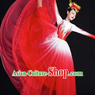Spring Festival Gala Opening Dance Big Swing Skirt Women Chinese Style Costumes Modern Dance Costumes Song Dancer In The Lights