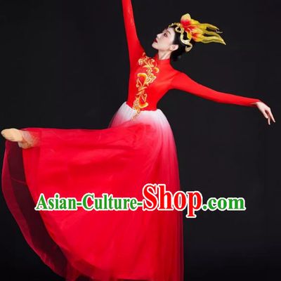Opening Dance Big Swing Skirt Performance Costume Female Modern Stage Dance Costume Chinese Style Long Skirt In The Lights