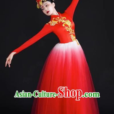 Opening Dance Big Swing Skirt Performance Costume Female Modern Stage Dance Costume Chinese Style Long Skirt In The Lights