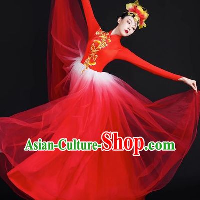Opening Dance Big Swing Skirt Performance Costume Female Modern Stage Dance Costume Chinese Style Long Skirt In The Lights