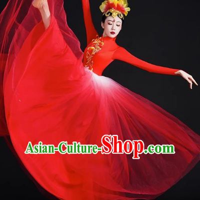 Opening Dance Big Swing Skirt Performance Costume Female Modern Stage Dance Costume Chinese Style Long Skirt In The Lights
