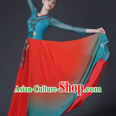 Classical Dance Costume Female Chinese Style Opening Dance Big Swing Skirt Singing and Dancing Performance Costume Modern Chorus Long Skirt