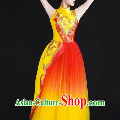 Spring Festival Gala Opening Dance Large Swing Skirt Performance Costumes Modern Dance Costumes Brilliant Chinese Dream Song Accompanying Dance Long Skirt Female