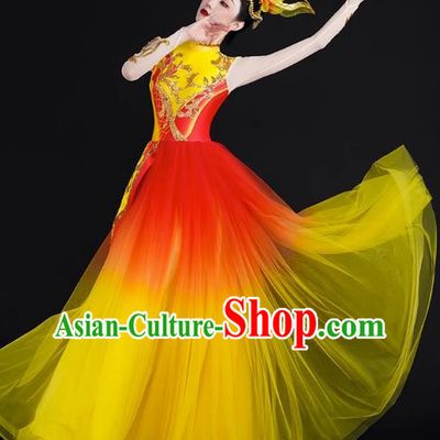 Spring Festival Gala Opening Dance Large Swing Skirt Performance Costumes Modern Dance Costumes Brilliant Chinese Dream Song Accompanying Dance Long Skirt Female