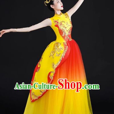 Spring Festival Gala Opening Dance Large Swing Skirt Performance Costumes Modern Dance Costumes Brilliant Chinese Dream Song Accompanying Dance Long Skirt Female