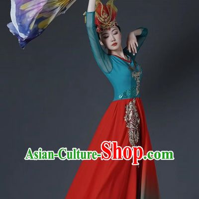 Classical Dance Costume Female Chinese Style Opening Dance Big Swing Skirt Singing and Dancing Performance Costume Modern Chorus Long Skirt