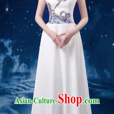 White Choir Costume Female Long Skirt Conductor Dress Poetry Recitation Stage Performance Costume