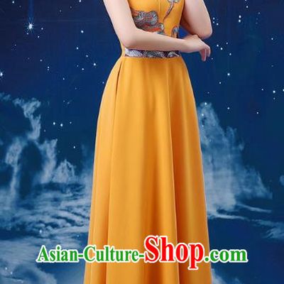 Orange Choir Performance Clothing Women Long Skirt Conductor Dress Poetry Recitation Stage Performance Clothing