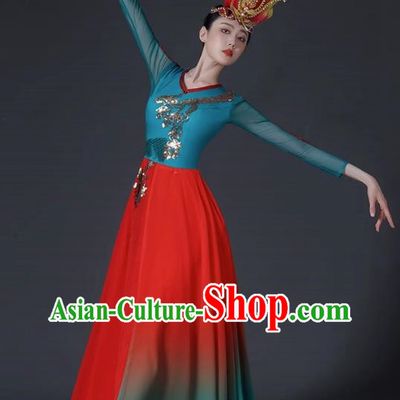 Classical Dance Costume Female Chinese Style Opening Dance Big Swing Skirt Singing and Dancing Performance Costume Modern Chorus Long Skirt