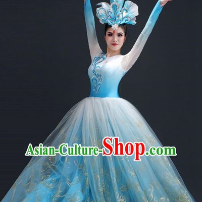 Opening Dance Big Swing Skirt Performance Costume Female Large Stage Chorus Modern Dance Costume Song Dance Dress