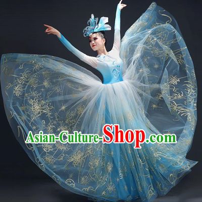 Opening Dance Big Swing Skirt Performance Costume Female Large Stage Chorus Modern Dance Costume Song Dance Dress