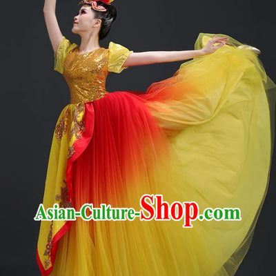 Opening Dance Big Swing Skirt Performance Costume Female Dancer Big Skirt Blessing Motherland Dance Costume Modern Long Skirt