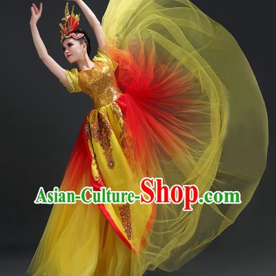 Opening Dance Big Swing Skirt Performance Costume Female Dancer Big Skirt Blessing Motherland Dance Costume Modern Long Skirt