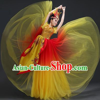 Opening Dance Big Swing Skirt Performance Costume Female Dancer Big Skirt Blessing Motherland Dance Costume Modern Long Skirt