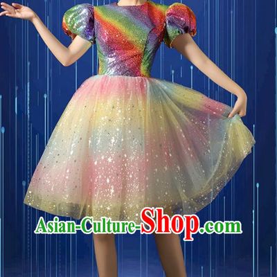 Modern Dance Costume Dress Women Square Dance Tutu Suit Opening Dance Big Swing Skirt Singing Dance Costume