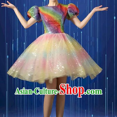 Modern Dance Costume Dress Women Square Dance Tutu Suit Opening Dance Big Swing Skirt Singing Dance Costume