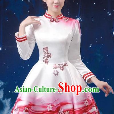 Red Modern Dance Costume Fashion Opening Dance Tutu Skirt Performance Costume Dancer Skirt Square Dance Costume Women Suit