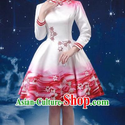 Red Modern Dance Costume Fashion Opening Dance Tutu Skirt Performance Costume Dancer Skirt Square Dance Costume Women Suit