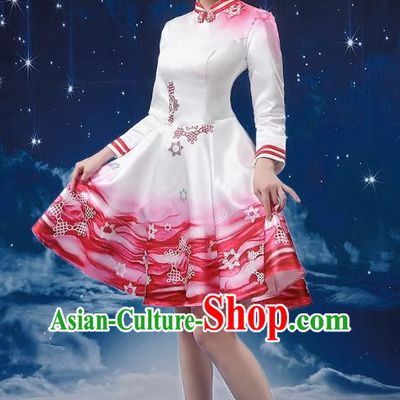 Red Modern Dance Costume Fashion Opening Dance Tutu Skirt Performance Costume Dancer Skirt Square Dance Costume Women Suit