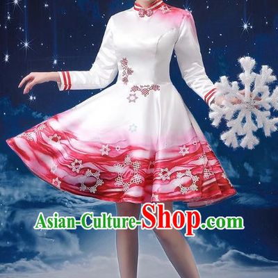 Red Modern Dance Costume Fashion Opening Dance Tutu Skirt Performance Costume Dancer Skirt Square Dance Costume Women Suit