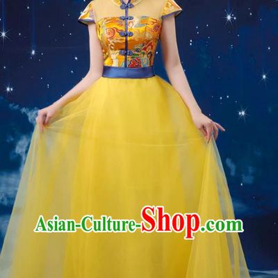 Chinese Wind Chorus Women Long Skirt National Dance Costume Folk Music Erhu Guzheng Allegro Performance Costume Adult Suit
