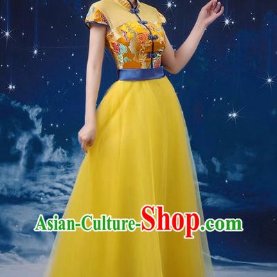 Chinese Wind Chorus Women Long Skirt National Dance Costume Folk Music Erhu Guzheng Allegro Performance Costume Adult Suit