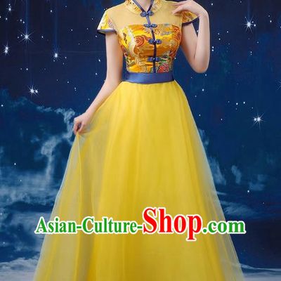 Chinese Wind Chorus Women Long Skirt National Dance Costume Folk Music Erhu Guzheng Allegro Performance Costume Adult Suit