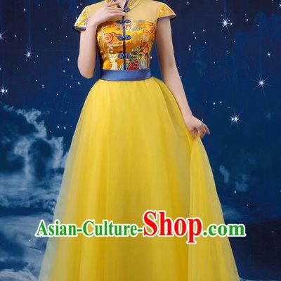 Chinese Wind Chorus Women Long Skirt National Dance Costume Folk Music Erhu Guzheng Allegro Performance Costume Adult Suit