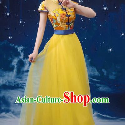 Chinese Wind Chorus Women Long Skirt National Dance Costume Folk Music Erhu Guzheng Allegro Performance Costume Adult Suit