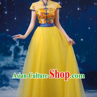 Chinese Wind Chorus Women Long Skirt National Dance Costume Folk Music Erhu Guzheng Allegro Performance Costume Adult Suit