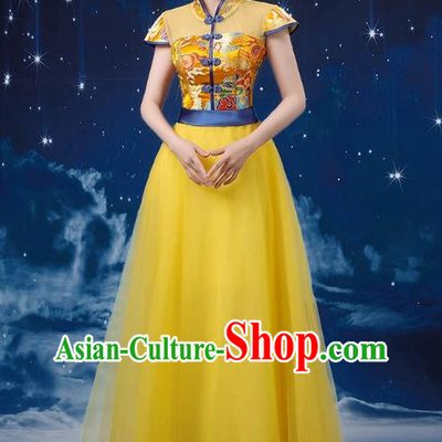 Chinese Wind Chorus Women Long Skirt National Dance Costume Folk Music Erhu Guzheng Allegro Performance Costume Adult Suit
