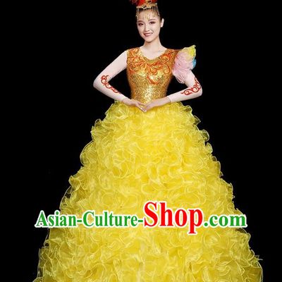 Opening Dance Big Skirt Performance Costumes Sequins Song Accompaniment Dance Costumes Solo Stage Performance Costumes