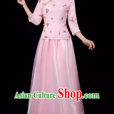 Republic Of China Student Dress Female Pink Chorus Performance Costume Republic Of China Style Two Piece Suit Graduation Class Uniform Stage Performance Costume