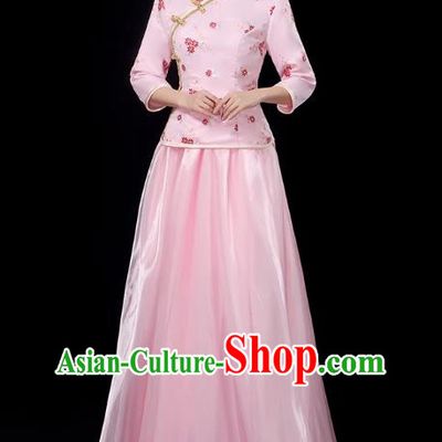 Republic Of China Student Dress Female Pink Chorus Performance Costume Republic Of China Style Two Piece Suit Graduation Class Uniform Stage Performance Costume