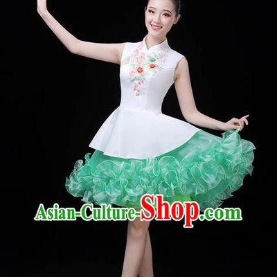 Green Modern Dance Costume Fashion Opening Dance Costume Chorus Singing Dancer Skirt Square Dance Costume Female