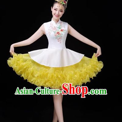 Yellow Modern Dance Costume Fashion Opening Dance Costume Chorus Singing Dancer Skirt Square Dance Costume Female