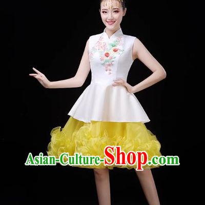 Yellow Modern Dance Costume Fashion Opening Dance Costume Chorus Singing Dancer Skirt Square Dance Costume Female