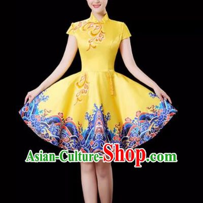 Yellow Modern Dance Costume Female Drumming Costume Performance Costume Fashion Opening Dance Dress