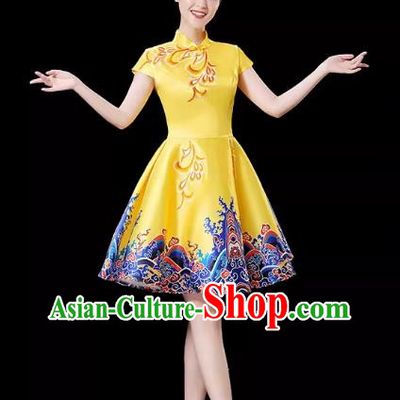 Yellow Modern Dance Costume Female Drumming Costume Performance Costume Fashion Opening Dance Dress