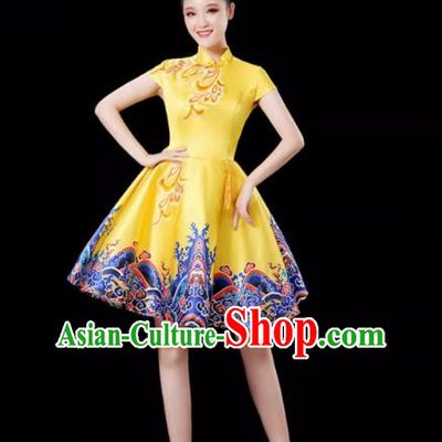 Yellow Modern Dance Costume Female Drumming Costume Performance Costume Fashion Opening Dance Dress