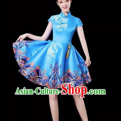 Blue Modern Dance Costume Female Drum Costume Costume Fashion Opening Dance Dress