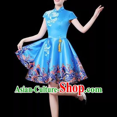 Blue Modern Dance Costume Female Drum Costume Costume Fashion Opening Dance Dress