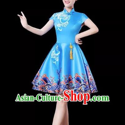 Blue Modern Dance Costume Female Drum Costume Costume Fashion Opening Dance Dress