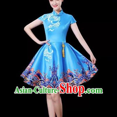 Blue Modern Dance Costume Female Drum Costume Costume Fashion Opening Dance Dress