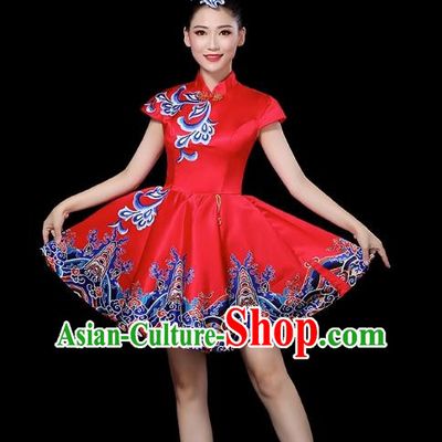 Red Modern Dance Costume Female Drumming Costume Performance Costume Fashion Opening Dance Dress