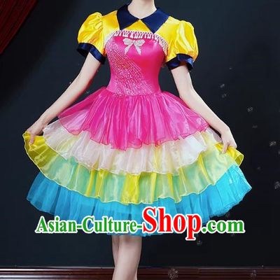 Modern Dance Costumes Fashion Chorus Performance Costumes Female Dancer Square Dance Dress Fluffy Opening Dance Performance Costumes
